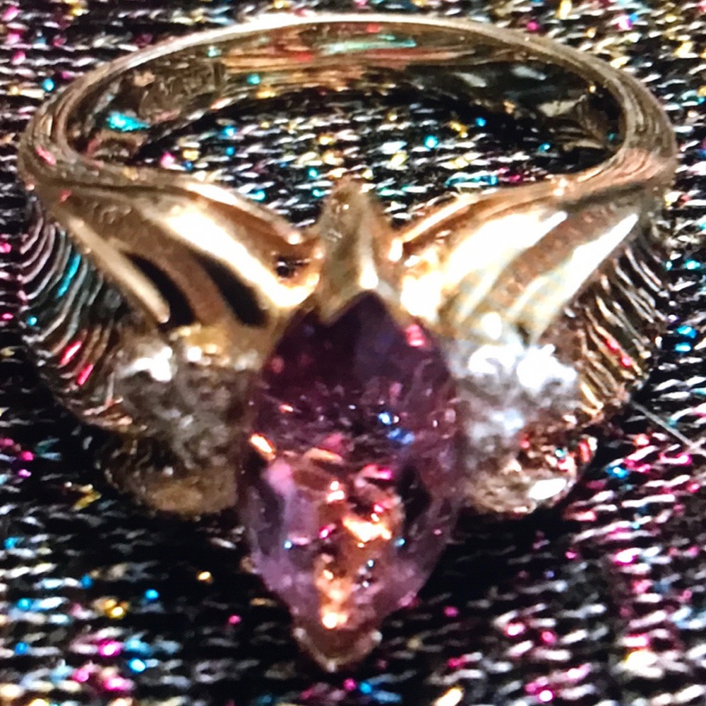 *14K Gold Amethyst & Diamond Ring*